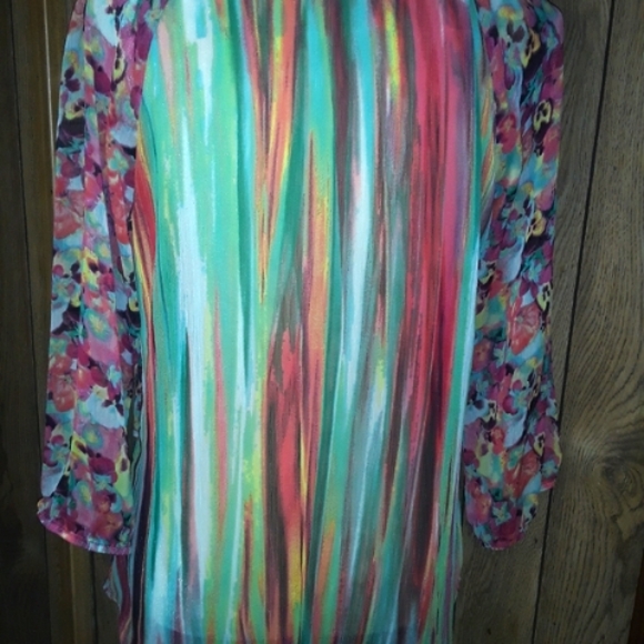 Womans New Direction Sze Small Multicolored Longsleeve shirt blouse Loosefit Top - Picture 4 of 4
